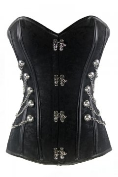 Черный корсет из жаккарда в стиле "стимпанк"
